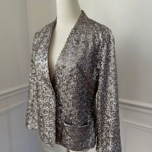 Chico’s All Over Sequin Jacket Pewter 0 XS